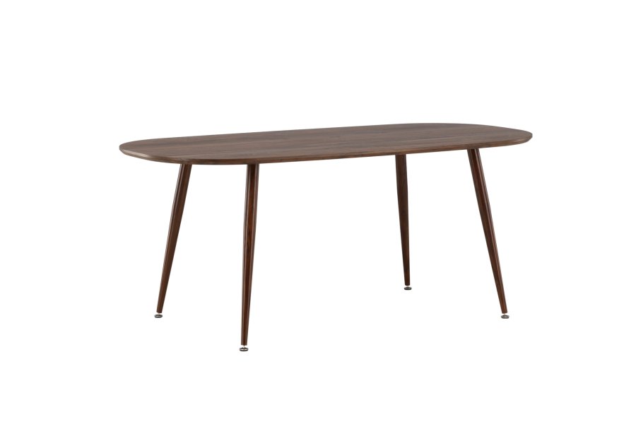 VENTURE DESIGN Sanford spisebord, ovalt - mrkebrun MDF og stl (180x90)
