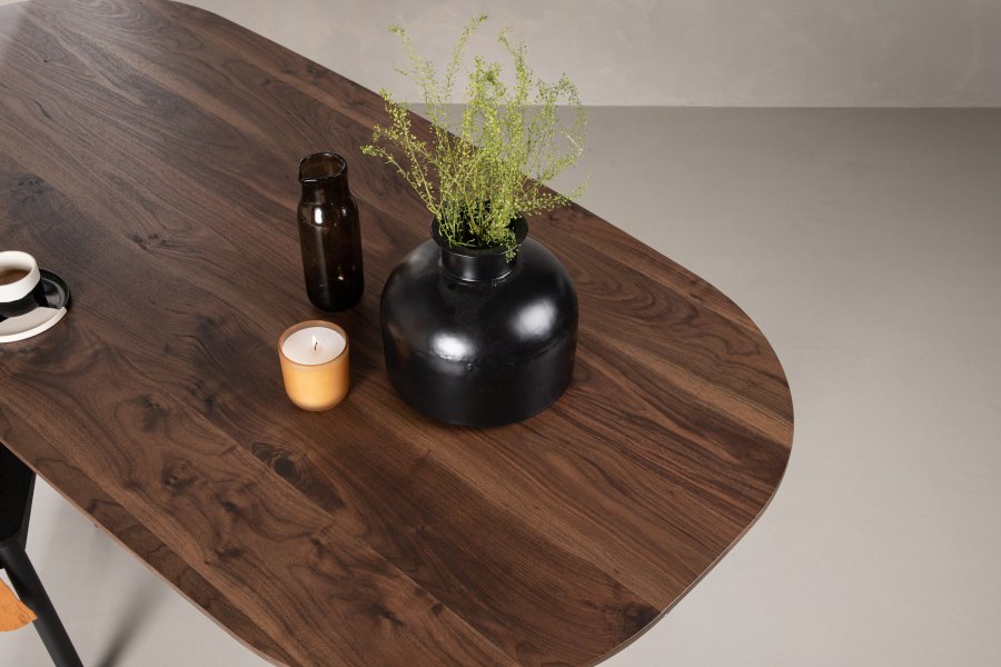 VENTURE DESIGN Sanford spisebord, ovalt - mrkebrun MDF og stl (180x90)