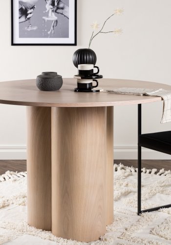 VENTURE DESIGN Olivia spisebord, rundt - hvitkalket finer (110)