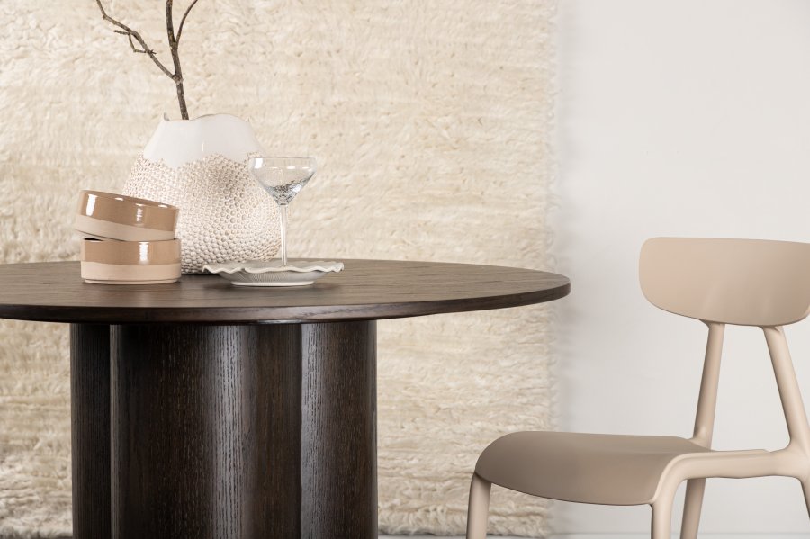 VENTURE DESIGN Olivia spisebord, rundt - mokkafiner (110)