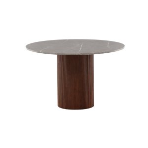 VIND COLLECTION Austin matbord, runt - gr MDF med marmormnster och mrkbrunt ask (120)
