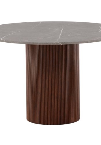 VIND COLLECTION Austin spisebord, rundt - gr MDF med marmormnster og mrkebrunt asketre (120)