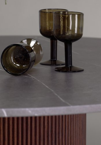 VIND COLLECTION Austin spisebord, rundt - gr MDF med marmormnster og mrkebrunt asketre (120)