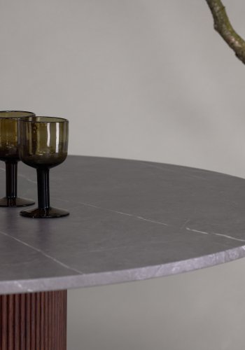 VIND COLLECTION Austin spisebord, rundt - gr MDF med marmormnster og mrkebrunt asketre (120)