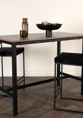 VENTURE DESIGN Camden barbord, rektangulrt - valnttfarget MDF og svart stl (120x60)