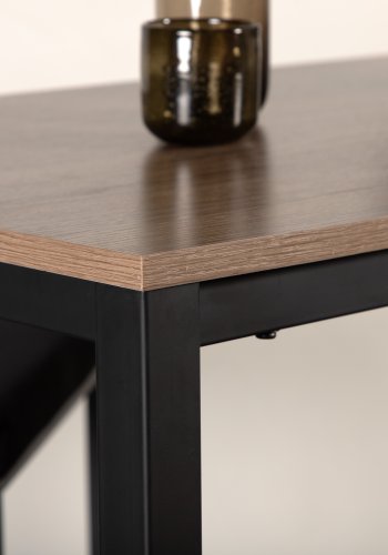 VENTURE DESIGN Camden barbord, rektangulrt - valnttfarget MDF og svart stl (120x60)