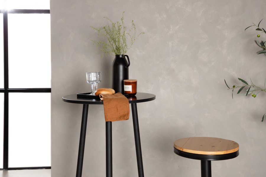 VENTURE DESIGN Plaza barbord, rundt - svart MDF og sort stl (60)