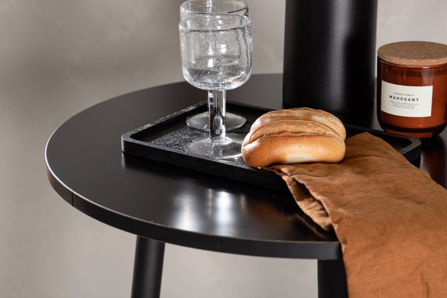 VENTURE DESIGN Plaza barbord, rundt - svart MDF og sort stl (60)