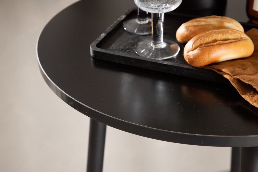 VENTURE DESIGN Plaza barbord, rundt - svart MDF og sort stl (60)