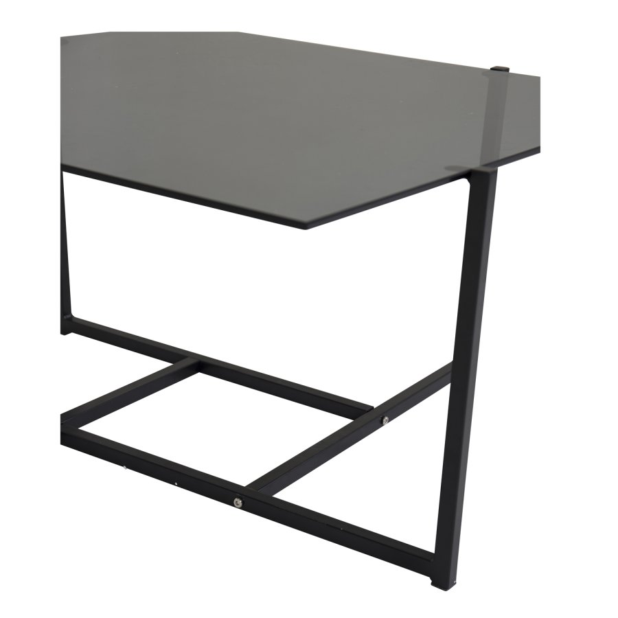 VENTURE DESIGN Hybrid salongbord - grtt glass og svart jern (80x80)