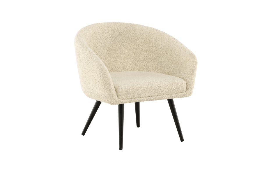 VENTURE DESIGN Flauschiger Kinderstuhl – weißer Teddybärstoff, Polyester und schwarzer Stahl