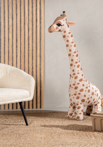 VENTURE DESIGN Flauschiger Kinderstuhl – weißer Teddybärstoff, Polyester und schwarzer Stahl