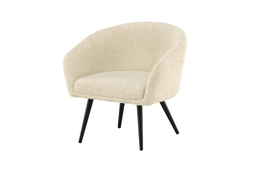 VENTURE DESIGN Flauschiger Kinderstuhl – weißer Teddybärstoff, Polyester und schwarzer Stahl