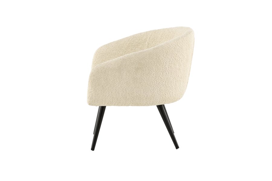 VENTURE DESIGN Flauschiger Kinderstuhl – weißer Teddybärstoff, Polyester und schwarzer Stahl