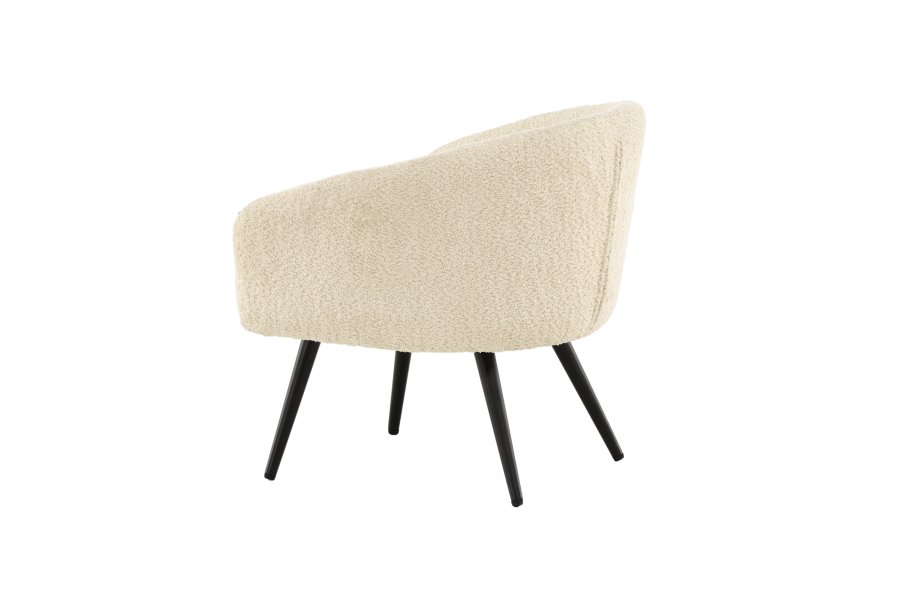 VENTURE DESIGN Flauschiger Kinderstuhl – weißer Teddybärstoff, Polyester und schwarzer Stahl