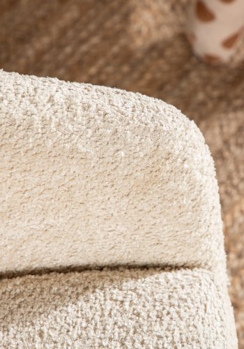 VENTURE DESIGN Flauschiger Kinderstuhl – weißer Teddybärstoff, Polyester und schwarzer Stahl