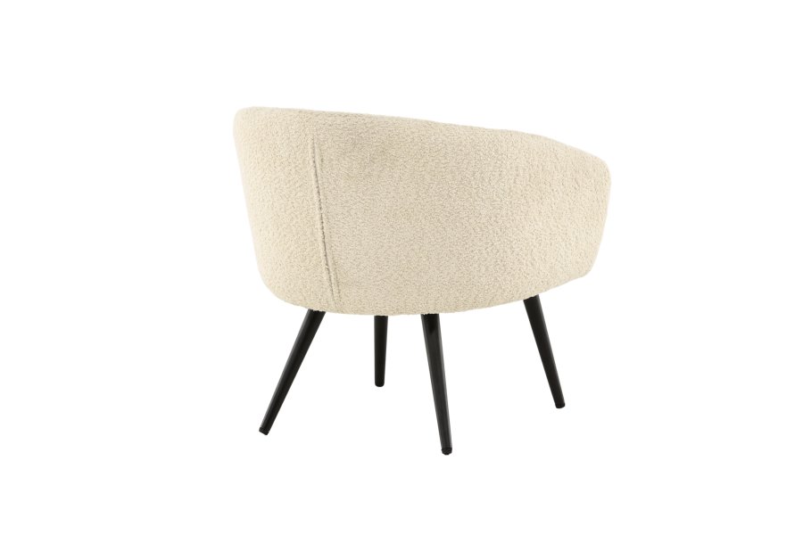 VENTURE DESIGN Flauschiger Kinderstuhl – weißer Teddybärstoff, Polyester und schwarzer Stahl