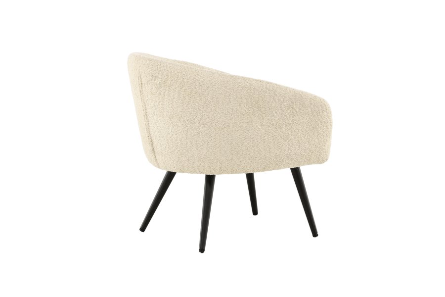 VENTURE DESIGN Flauschiger Kinderstuhl – weißer Teddybärstoff, Polyester und schwarzer Stahl