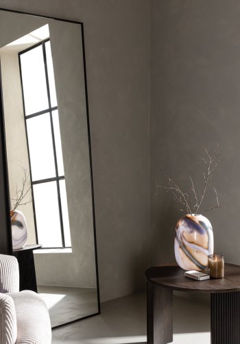 VENTURE DESIGN Dalton veggspeil, rektangulrt - speilglass og matt sort aluminium (190x67 cm)