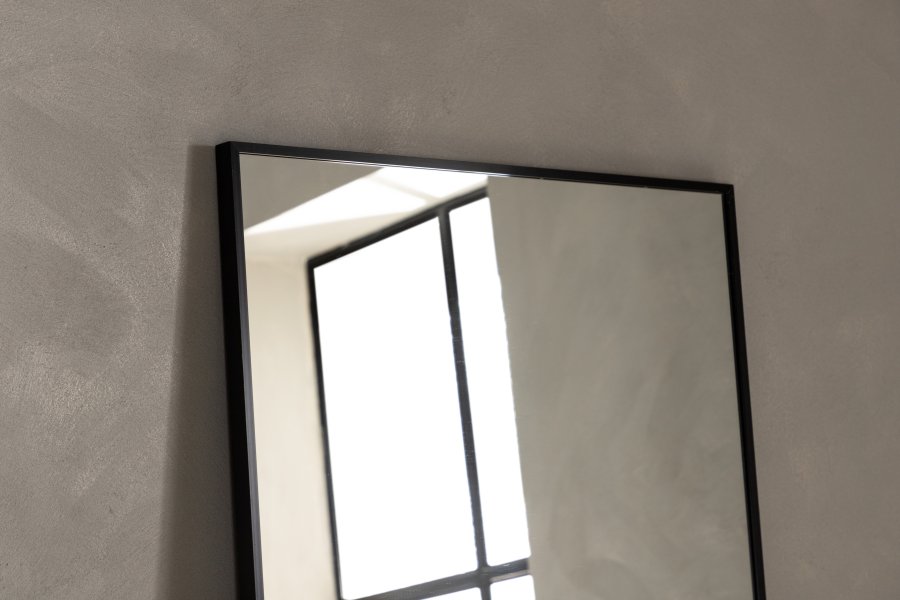 VENTURE DESIGN Dalton veggspeil, rektangulrt - speilglass og matt sort aluminium (190x67 cm)