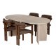 NORDV&Auml;RK Meridia spisebordss�t, m. 1 bord og 4 stole - sand travertin melamin, brun chenille polyester, m�rk valn�d b�g