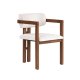 NORDV&Auml;RK Meridia spisebordss�t, m. 1 bord og 4 stole - sand travertin melamin, hvid chenille polyester, m�rk valn�d b�g