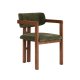 NORDV&Auml;RK Meridia spisebordss�t, m. 1 bord og 4 stole - sand travertin melamin, gr�n chenille polyester, m�rk valn�d b�g