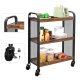 Cowjag Desserte de Style Industriel, Chariot de Cuisine, Gain de Place, avec Pieds R�glables et roulettes, �tag�re de Cuisine, Structure en Acier, 66 x 26 x 85 cm, Marron Rustique LRC66BX