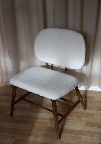 VENTURE DESIGN Midland loungestol - hvid bamsestof polyester og brun stl