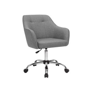SONGMICS Kontorsstol, Bekv&auml;m Skrivbordsstol, H&ouml;jdjusterbar Datorstol, H�ller upp till 120 kg, St�lram, Imiterad Linne, Andningsbar, Hemmakontor, Kontor, Gr� OBG019G01