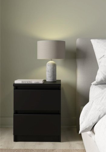 TVILUM Naia natbord, m. 2 skuffer - sort folie og plastik (40,4x50)