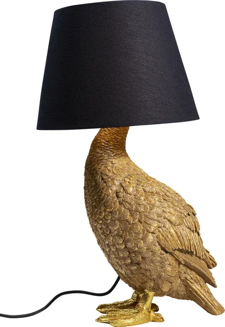 KARE DESIGN Animal Duck bordslampa - svart bomull och guld polyresin