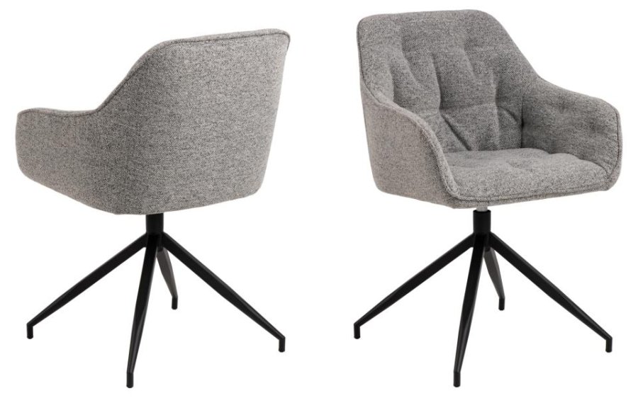 ACT NORDIC Brooke spisebordsstol, m armlener, svingfunksjon, sm - grtt stoff og sort stl