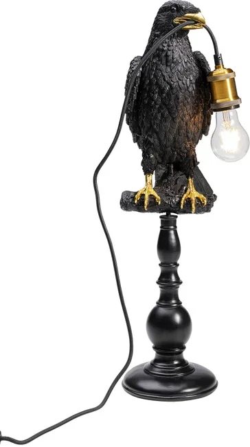KARE DESIGN Animal Sitting Crow bordlampe - sort polyresin og guld aluminium (H:61cm)