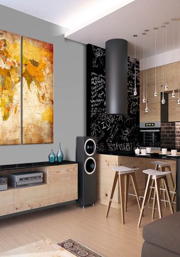 Artgeist Antique Travel - Antikt verdenskort trykt p� l�rred, 3-delt - Flere st�rrelser