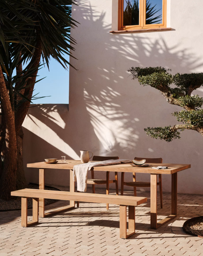 KAVE HOME Canadell hagebord, rektangulrt - naturlig resirkulert teak (220x100)