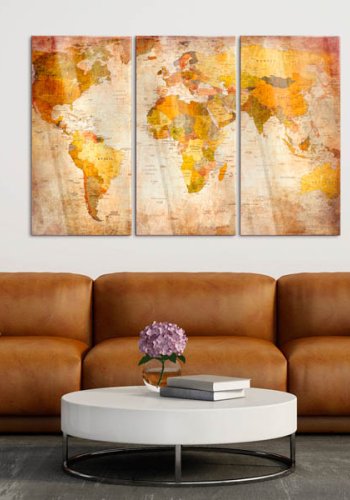 Artgeist Weltkarte - Antique Journeys Plexiglasbild, 3-teilig - mehrere Gren