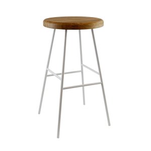 NOCNOI Vile barstol, med fotsttte - naturlig eik og hvitt metall