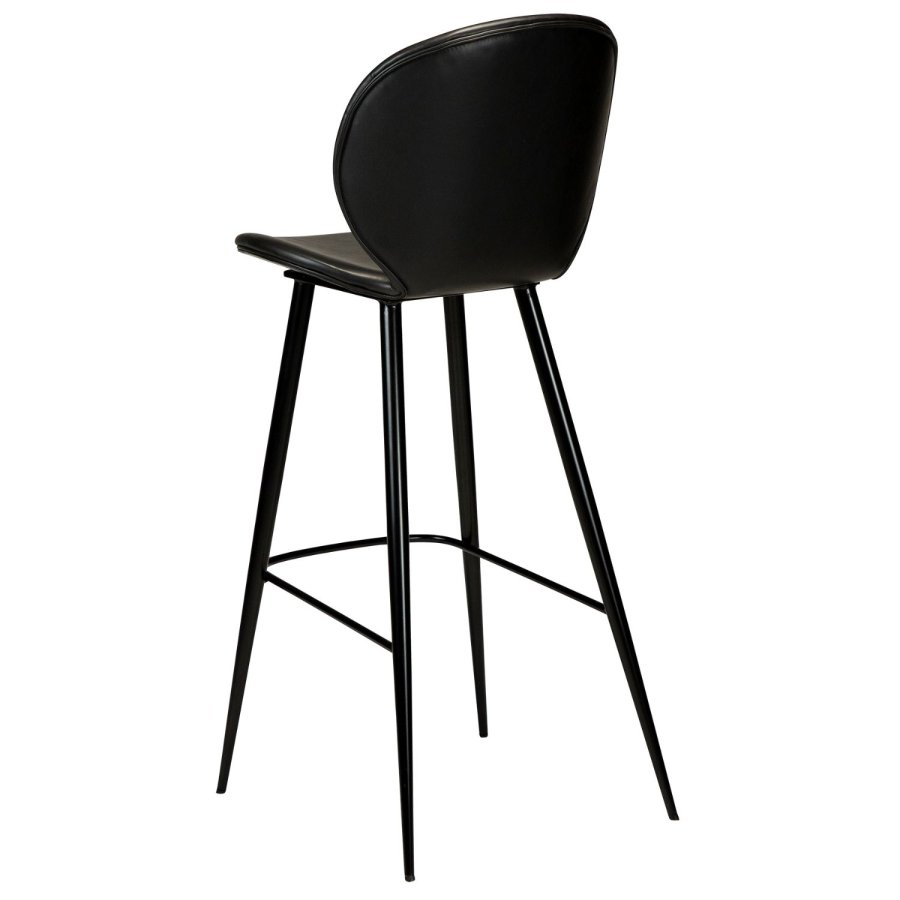 DAN-FORM Cloud Barstol, med Ryggstöd och Fotstöd - Vintage Svart Konstläder och Svart Stl