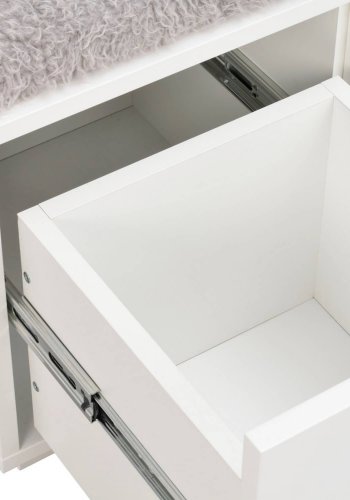 ROWICO Confetti bnk - hvidlakeret tr/lysegr stofhynde, m. 2 skuffer