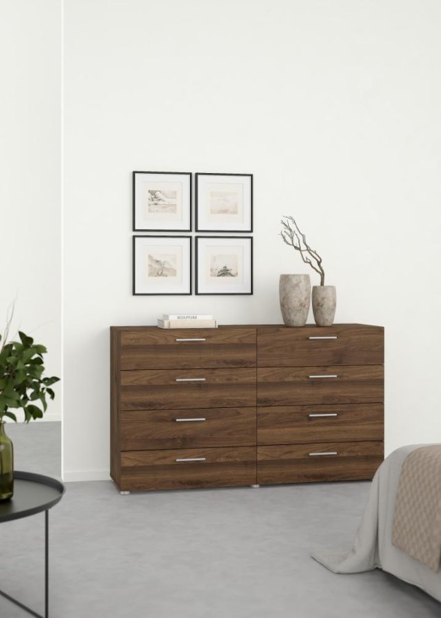 TVILUM Pepe Doppelkommode mit 8 Schubladen - Walnussfolie und Kunststoff