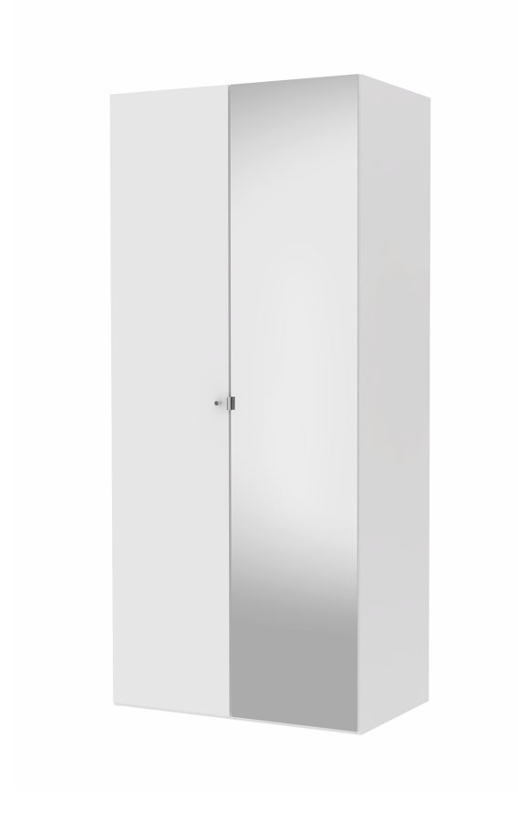 TVILUM Save garderobe - hvit/eik struktur tre med speildr, 100 cm