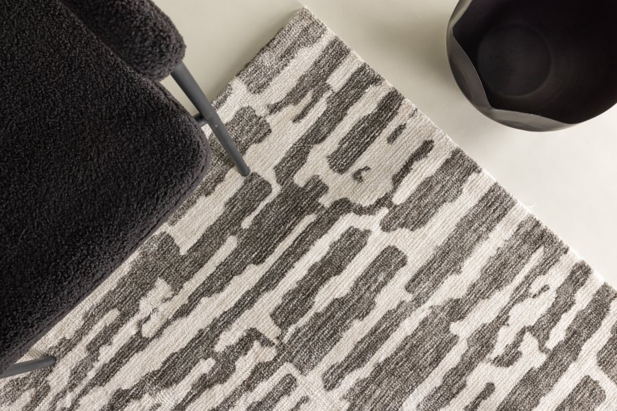 VENTURE DESIGN Milos gulvtppe, rektangulr - hvid/gr mikropolyester (230x160)