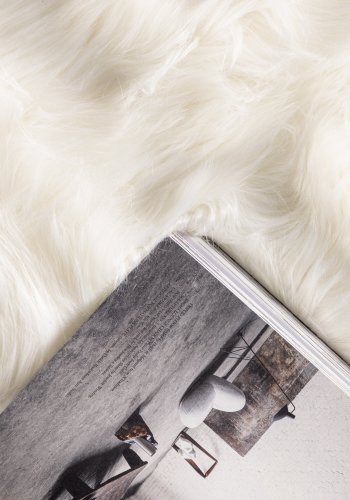 VENTURE DESIGN Katy gulvtppe, rektangulr - hvid akryl falsk pels (230x160)