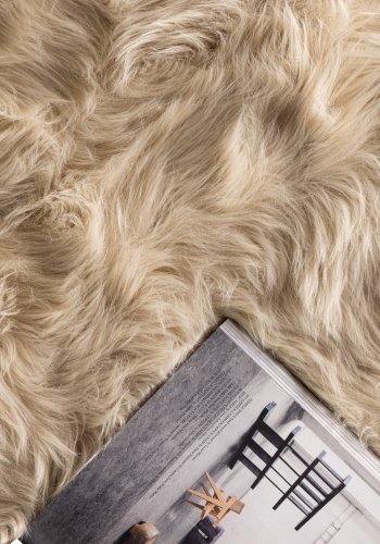 VENTURE DESIGN Katy gulvtppe, rektangulr - beige akryl falsk pels (230x160)
