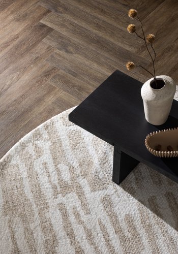 VENTURE DESIGN Milos gulvtppe, rund - hvid/beige mikropolyester (200)