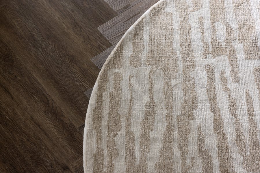 VENTURE DESIGN Milos gulvtppe, rund - hvid/beige mikropolyester (200)