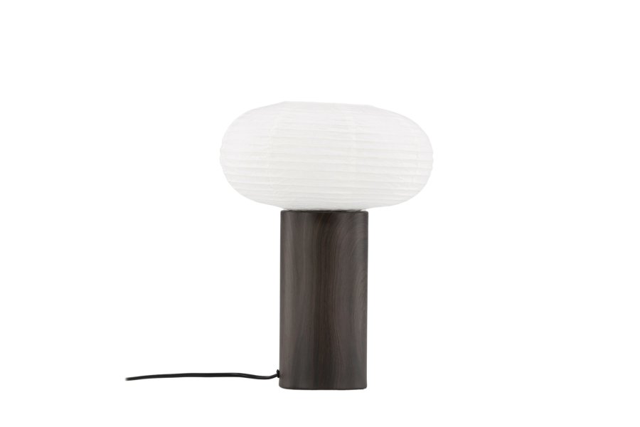 VENTURE DESIGN Hovfjället bordlampe - naturlig rispapir og mrk brun eik foliert stl