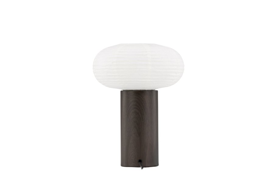 VENTURE DESIGN Hovfjället bordlampe - naturlig rispapir og mrk brun eik foliert stl