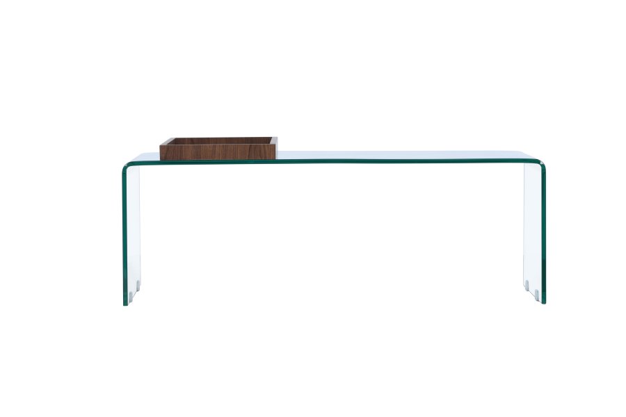 VENTURE DESIGN Telemark salongbord, m trebrett, rektangulrt - klart glass (110x50)